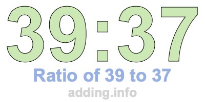 Ratio of 39 to 37 Ratio of 39 to 37