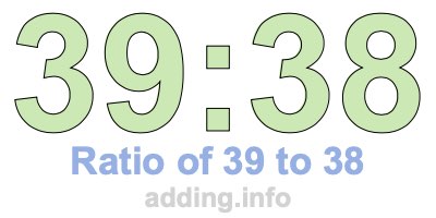 Ratio of 39 to 38 Ratio of 39 to 38
