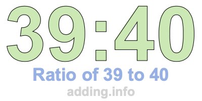 Ratio of 39 to 40 Ratio of 39 to 40