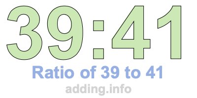 Ratio of 39 to 41 Ratio of 39 to 41