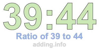 Ratio of 39 to 44 Ratio of 39 to 44