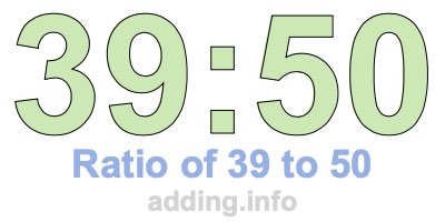 Ratio of 39 to 50 Ratio of 39 to 50