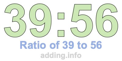 Ratio of 39 to 56 Ratio of 39 to 56