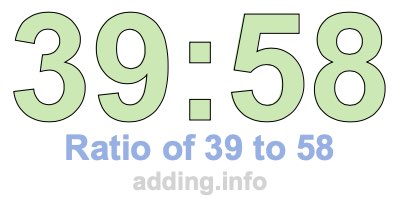 Ratio of 39 to 58 Ratio of 39 to 58