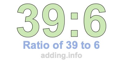 Ratio of 39 to 6 Ratio of 39 to 6