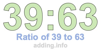 Ratio of 39 to 63 Ratio of 39 to 63