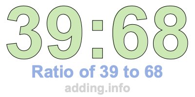 Ratio of 39 to 68