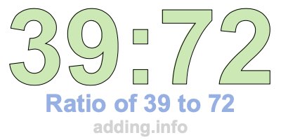 Ratio of 39 to 72 Ratio of 39 to 72