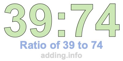 Ratio of 39 to 74 Ratio of 39 to 74