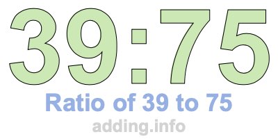 Ratio of 39 to 75 Ratio of 39 to 75
