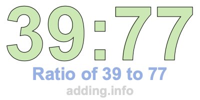 Ratio of 39 to 77 Ratio of 39 to 77