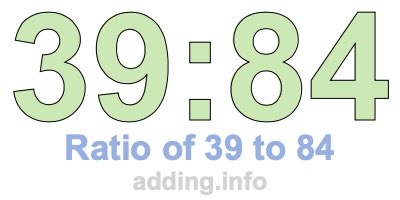 Ratio of 39 to 84 Ratio of 39 to 84