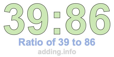 Ratio of 39 to 86 Ratio of 39 to 86