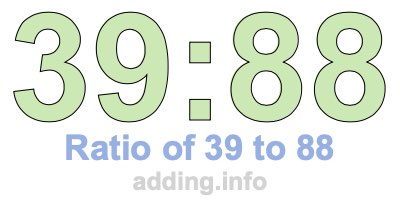 Ratio of 39 to 88 Ratio of 39 to 88