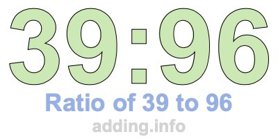 Ratio of 39 to 96 Ratio of 39 to 96