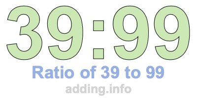 Ratio of 39 to 99 Ratio of 39 to 99
