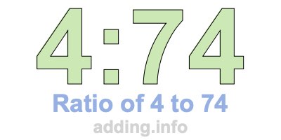 Ratio of 4 to 74