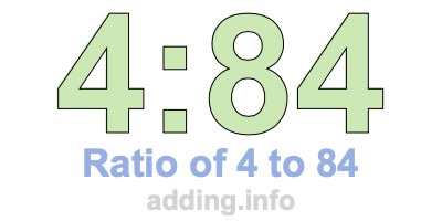 Ratio of 4 to 84 Ratio of 4 to 84