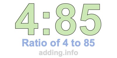 Ratio of 4 to 85 Ratio of 4 to 85