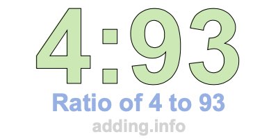 Ratio of 4 to 93 Ratio of 4 to 93