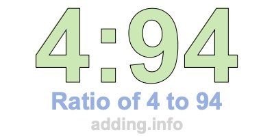 Ratio of 4 to 94 Ratio of 4 to 94