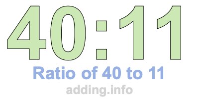 Ratio of 40 to 11 Ratio of 40 to 11