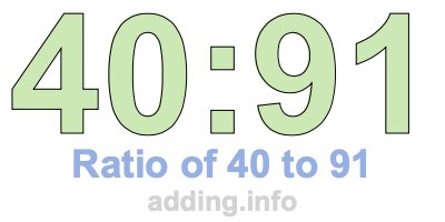 Ratio of 40 to 91 Ratio of 40 to 91