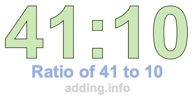 Ratio of 41 to 10