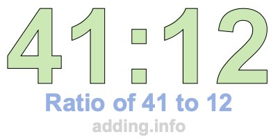 Ratio of 41 to 12 Ratio of 41 to 12