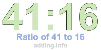 Ratio of 41 to 16