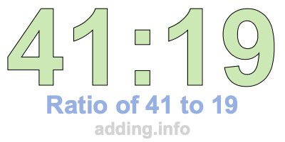 Ratio of 41 to 19 Ratio of 41 to 19