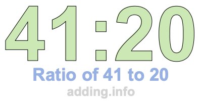 Ratio of 41 to 20 Ratio of 41 to 20