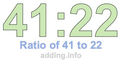 Ratio of 41 to 22 Ratio of 41 to 22