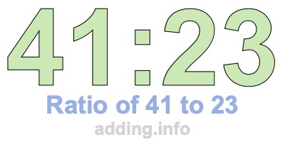 Ratio of 41 to 23 Ratio of 41 to 23