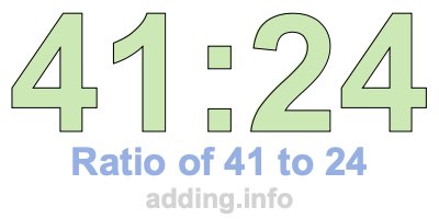 Ratio of 41 to 24 Ratio of 41 to 24