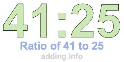 Ratio of 41 to 25 Ratio of 41 to 25