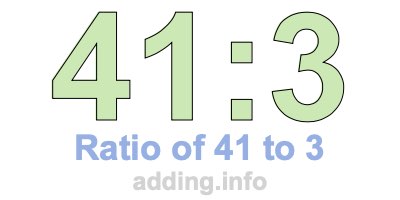 Ratio of 41 to 3 Ratio of 41 to 3