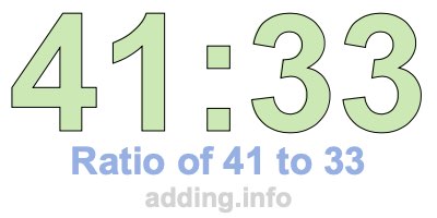 Ratio of 41 to 33 Ratio of 41 to 33