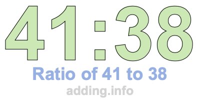Ratio of 41 to 38 Ratio of 41 to 38