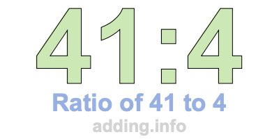Ratio of 41 to 4 Ratio of 41 to 4