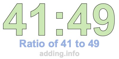 Ratio of 41 to 49 Ratio of 41 to 49