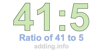 Ratio of 41 to 5 Ratio of 41 to 5