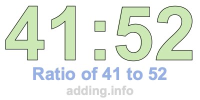 Ratio of 41 to 52