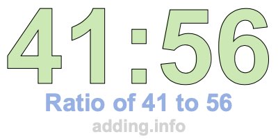 Ratio of 41 to 56 Ratio of 41 to 56