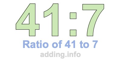 Ratio of 41 to 7 Ratio of 41 to 7