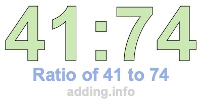 Ratio of 41 to 74