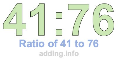 Ratio of 41 to 76