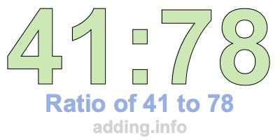 Ratio of 41 to 78 Ratio of 41 to 78
