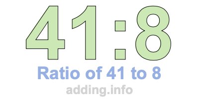 Ratio of 41 to 8 Ratio of 41 to 8
