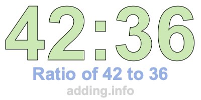 Ratio of 42 to 36 Ratio of 42 to 36